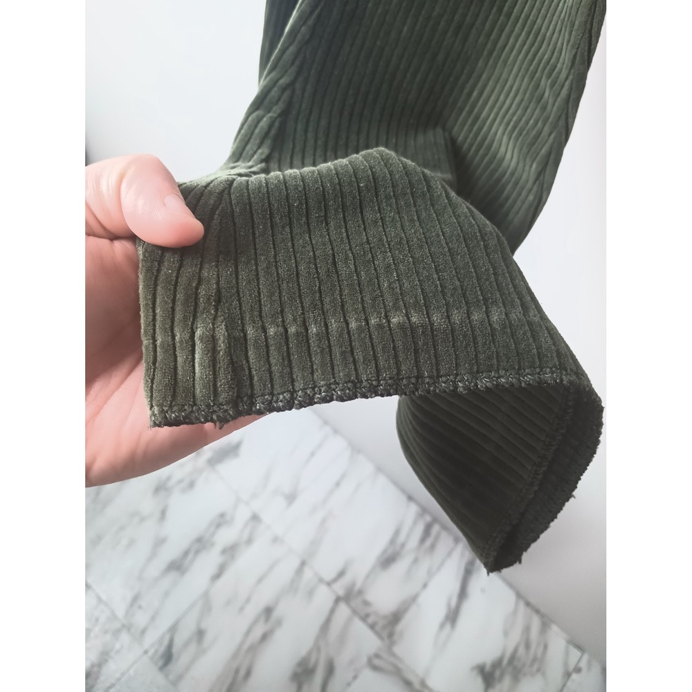 Aerie Olive Green Corduroy Flare Pants XS Regular Elastic Waist Retro Boho - Picture 3 of 7